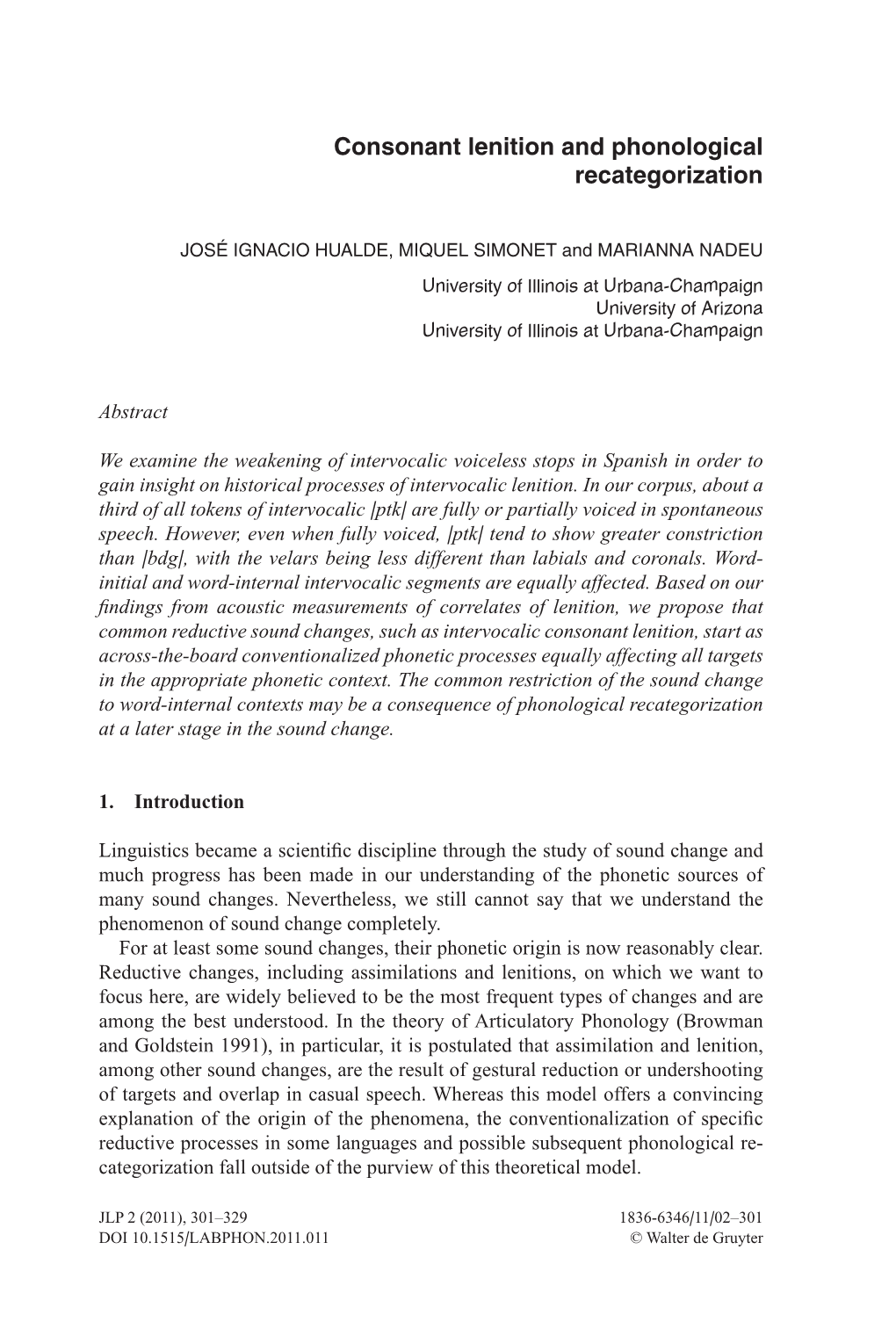 Consonant Lenition and Phonological Recategorization