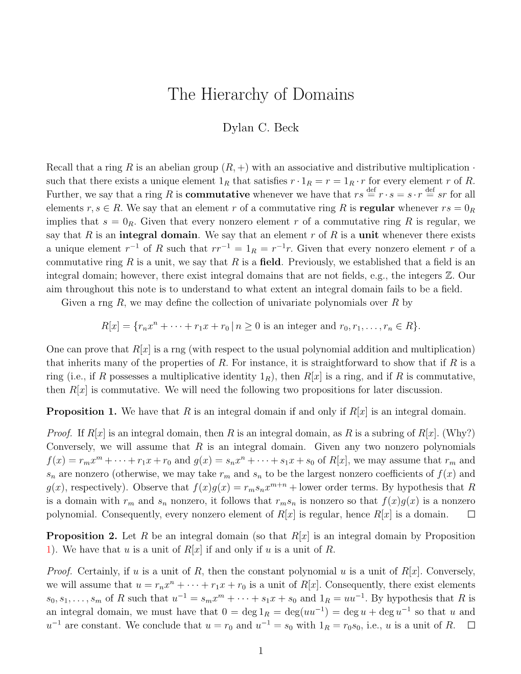 The Hierarchy of Integral Domains