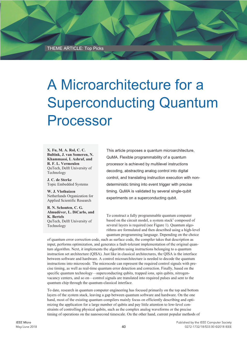 A Microarchitecture for a Superconducting Quantum Processor