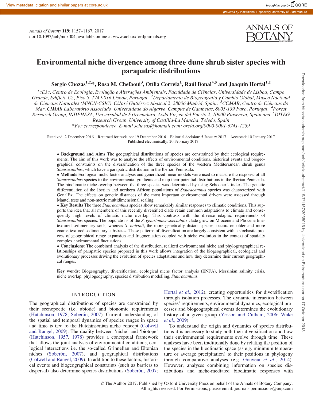 Environmental Niche Divergence Among Three Dune Shrub Sister Species With