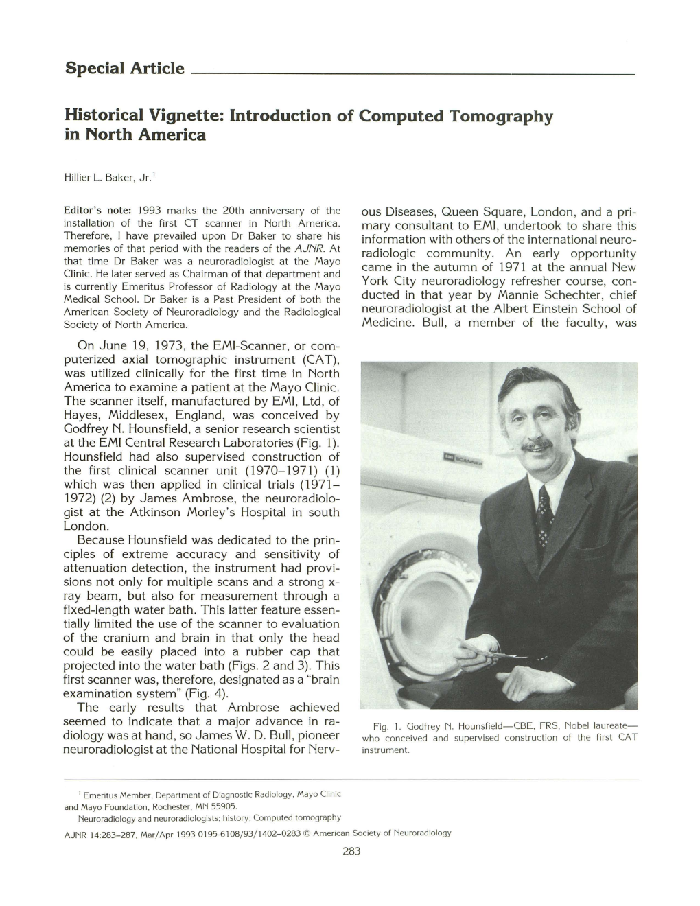 Introduction of Computed Tomography in North America