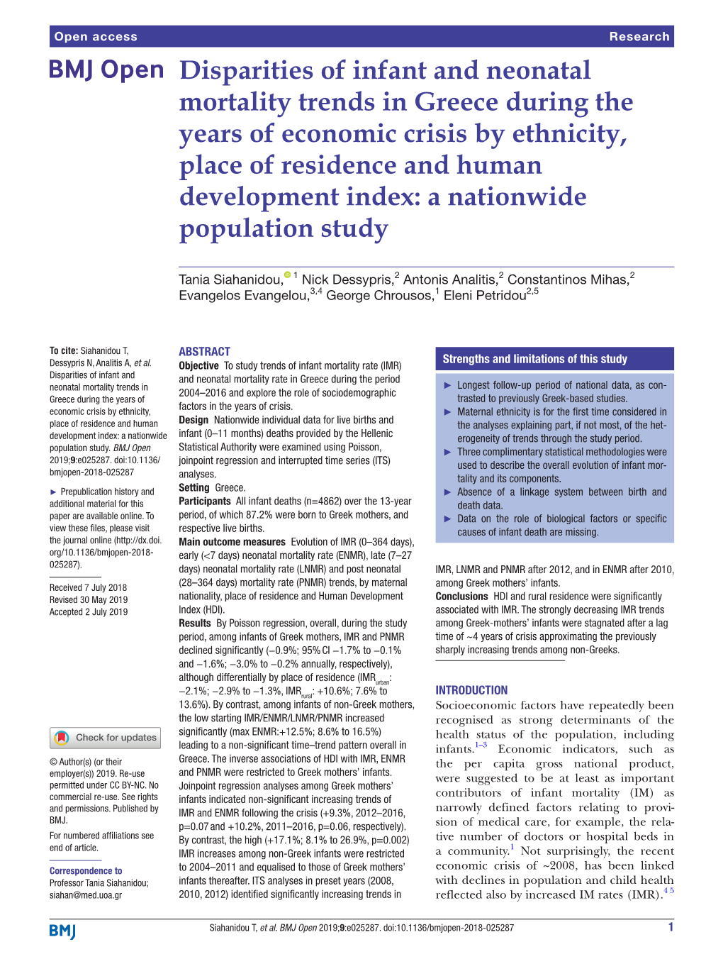 Disparities of Infant and Neonatal Mortality Trends in Greece During