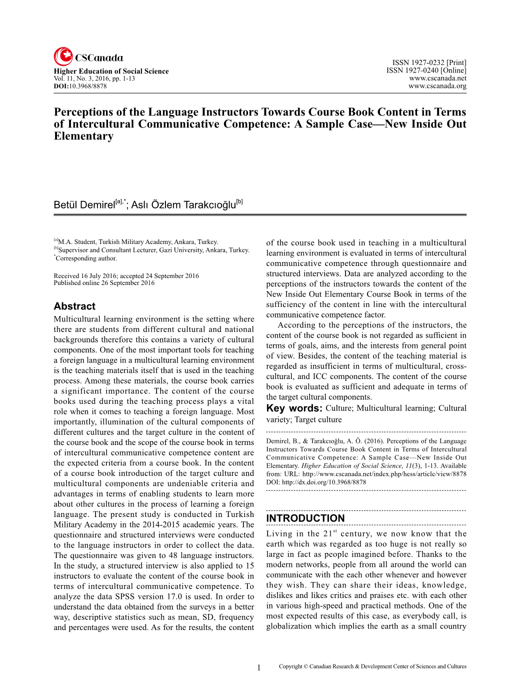 Perceptions of the Language Instructors Towards Course Book Content in Terms of Intercultural Communicative Competence: a Sample Case—New Inside out Elementary