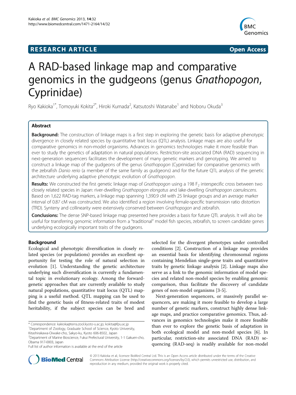 A RAD-Based Linkage Map and Comparative