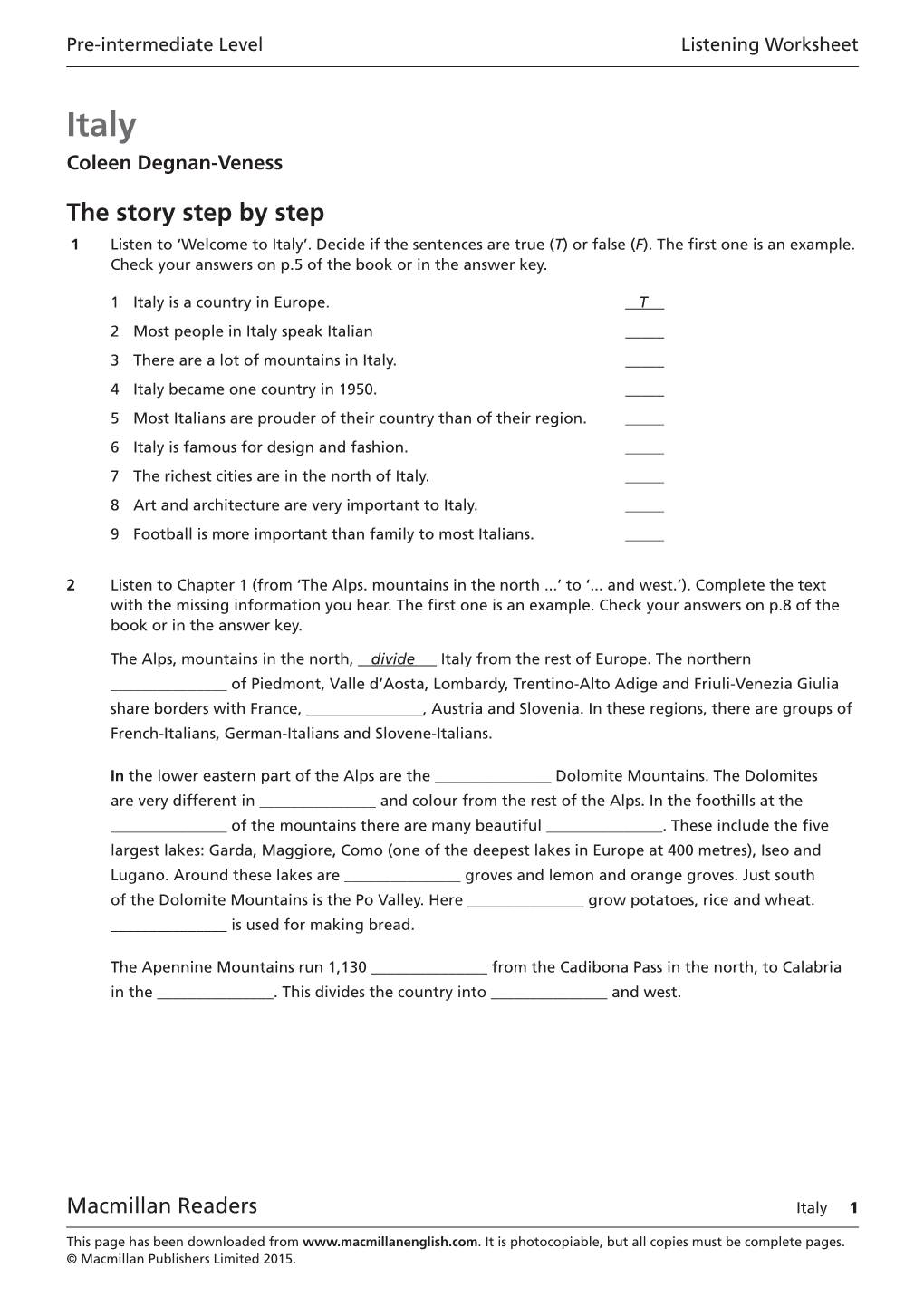 Audio Worksheet