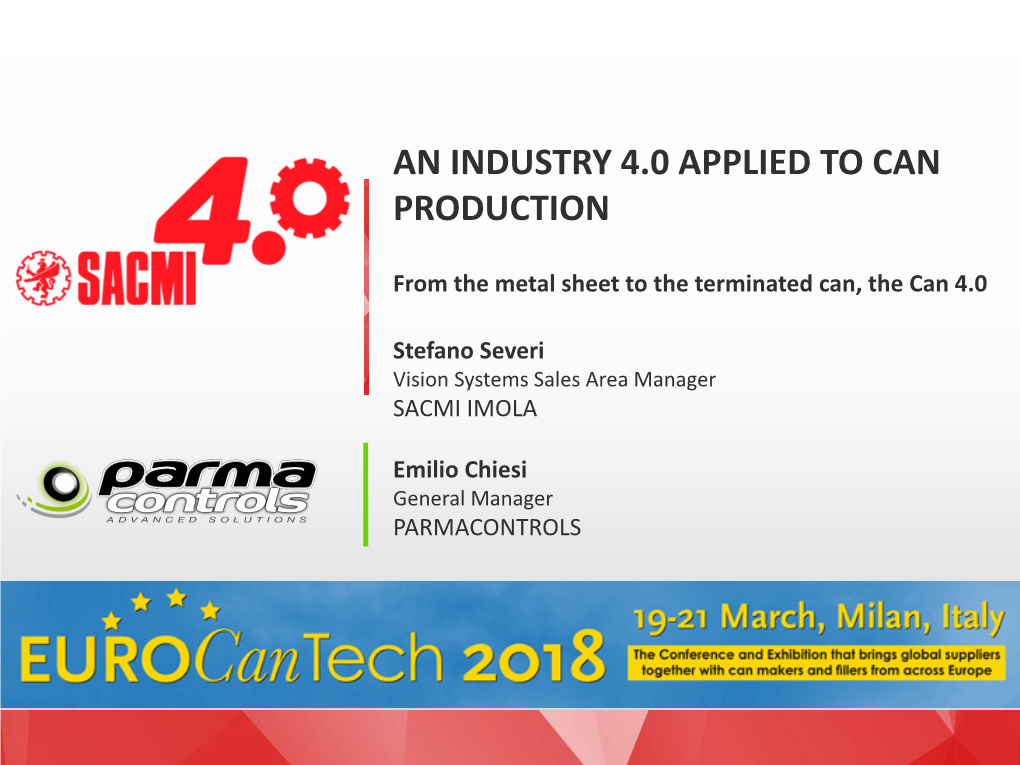 Sacmi Imola – an Industry 4.0 Applied to Can Production