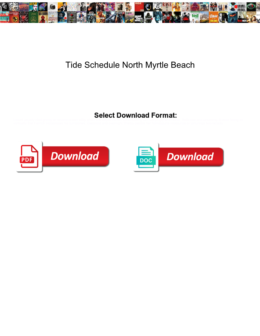 Tide Schedule North Myrtle Beach