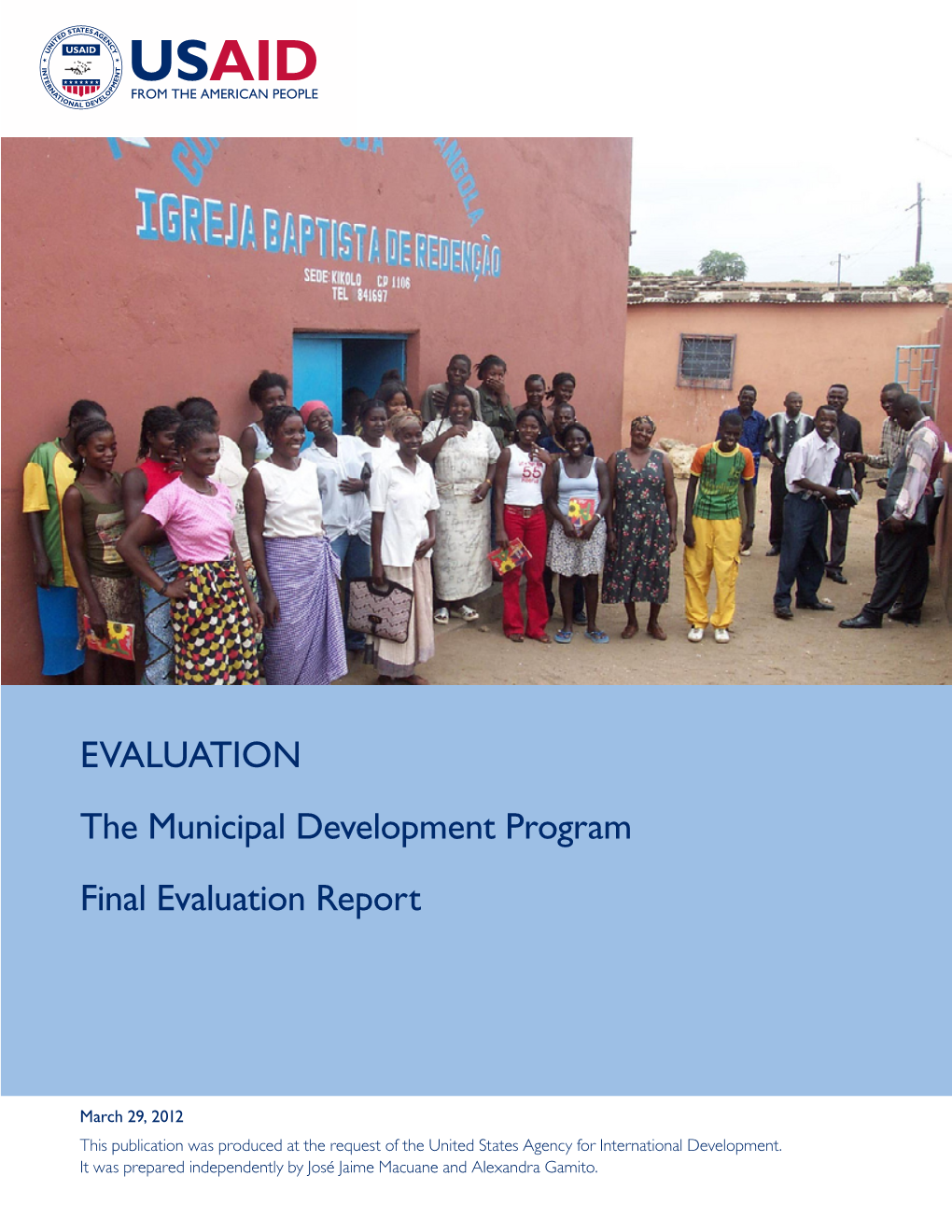 EVALUATION the Municipal Development Program Final Evaluation Report
