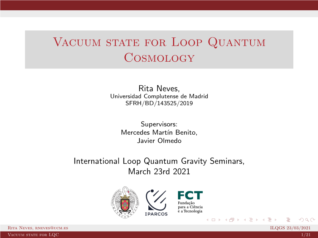 Vacuum State for Loop Quantum Cosmology