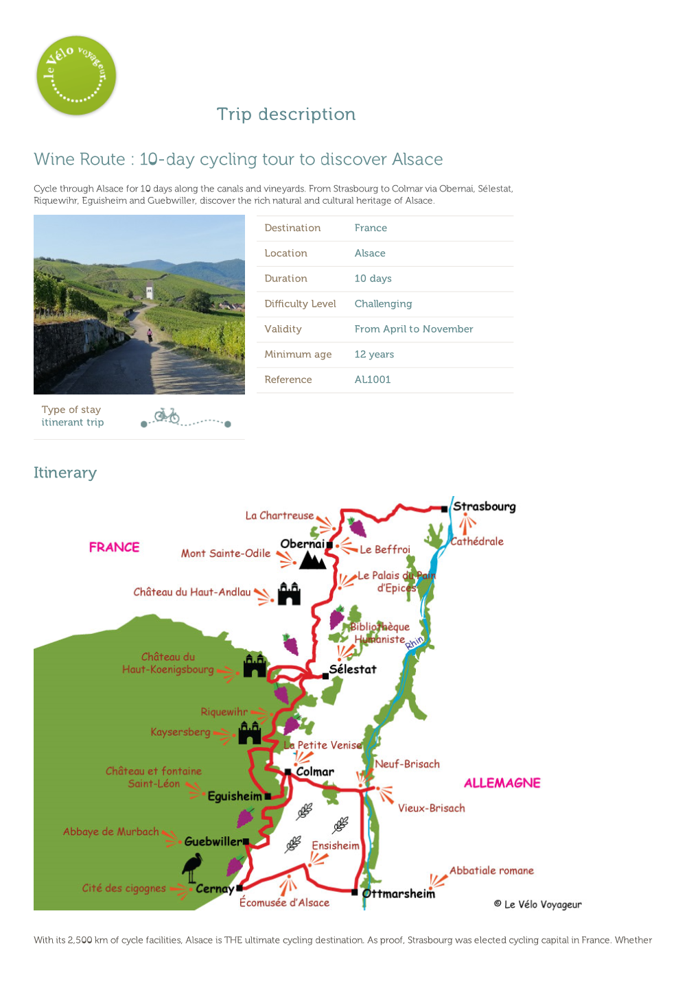Trip Description Wine Route