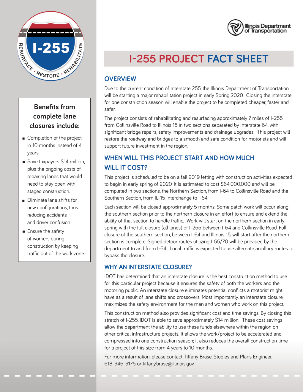 I-255 Project Fact Sheet