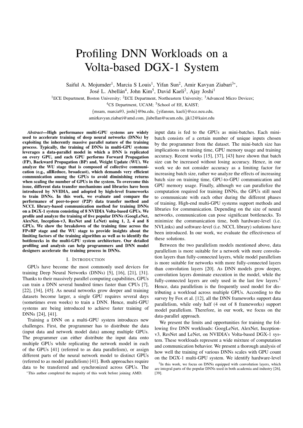 Profiling DNN Workloads on a Volta-Based DGX-1 System