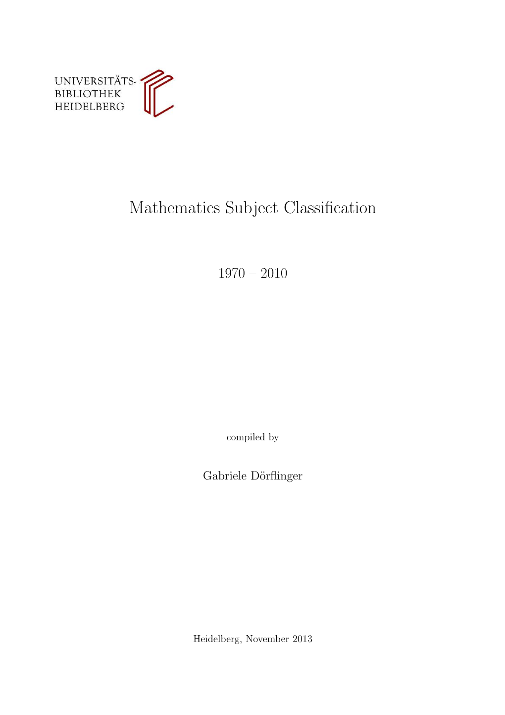 Mathematics Subject Classification