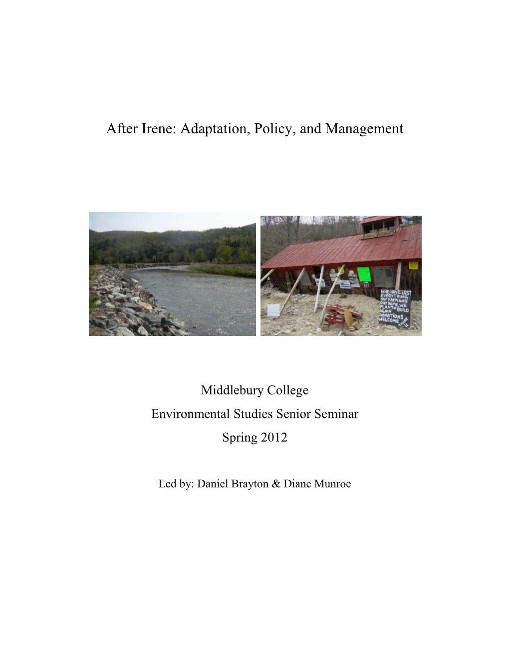 After Irene: Adaptation, Policy, and Management