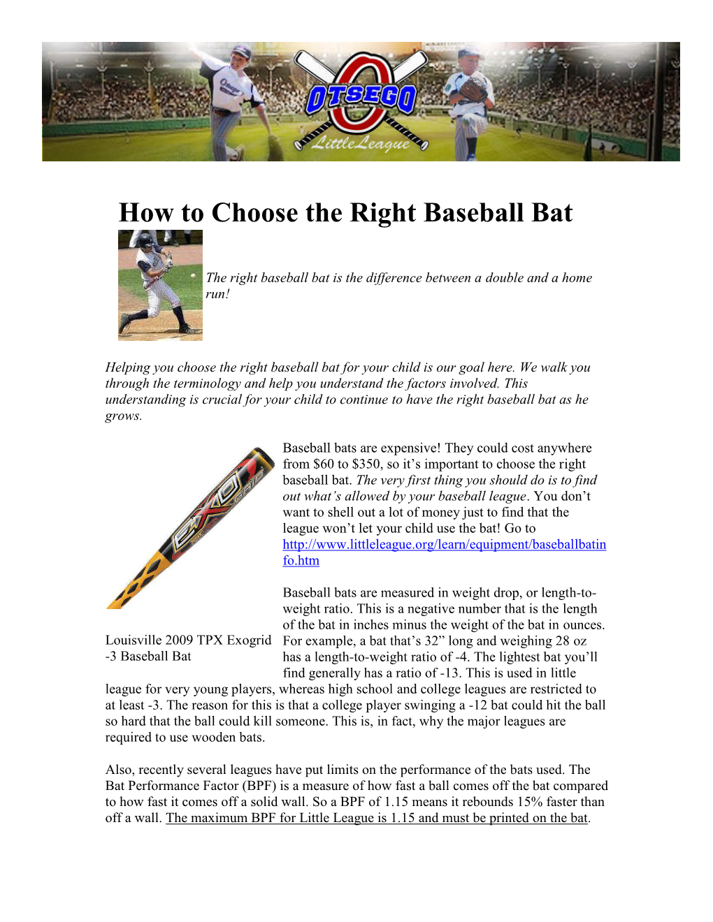 How to Choose the Right Baseball Bat