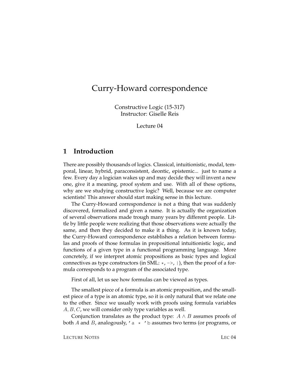 Curry-Howard Correspondence