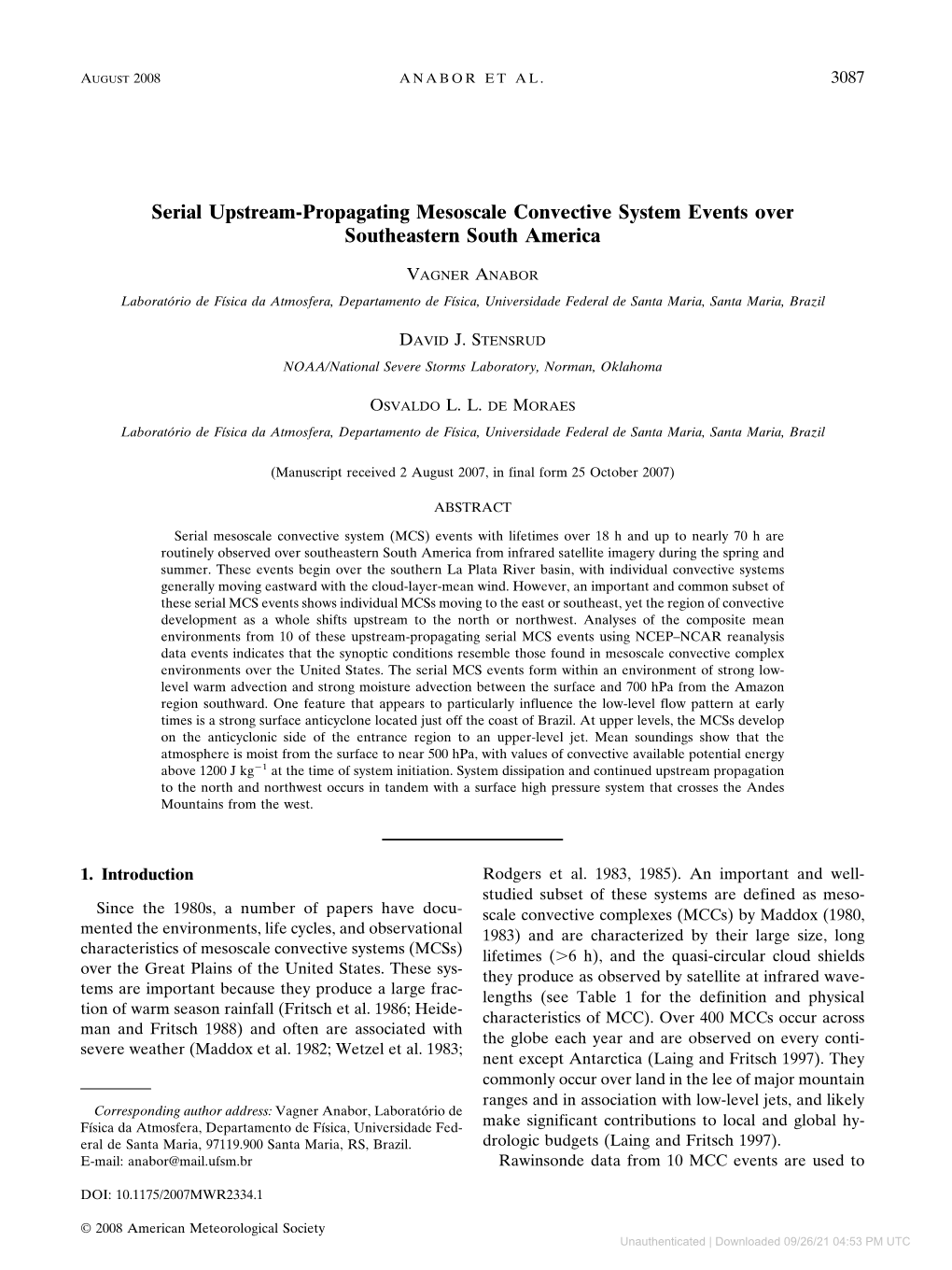 Serial Upstream-Propagating Mesoscale Convective System Events Over Southeastern South America