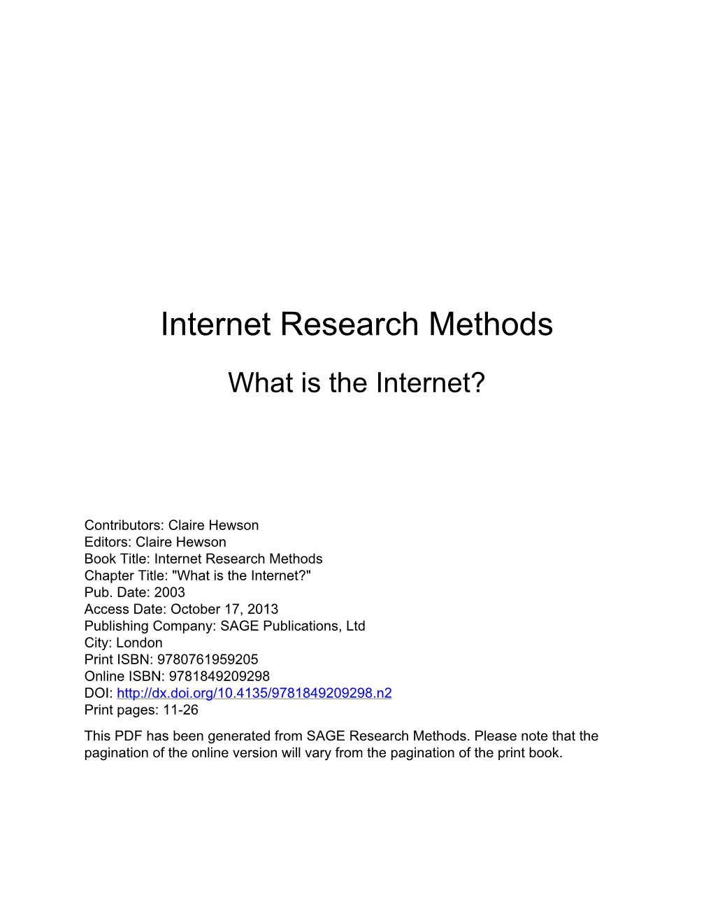 Internet Research Methods