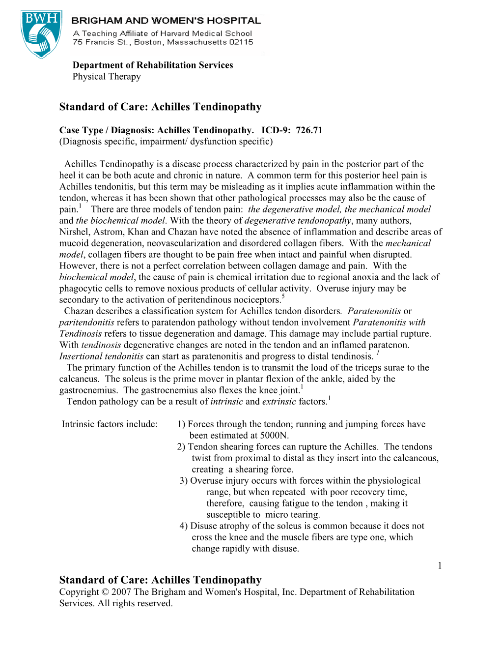 Achilles Tendinopathy