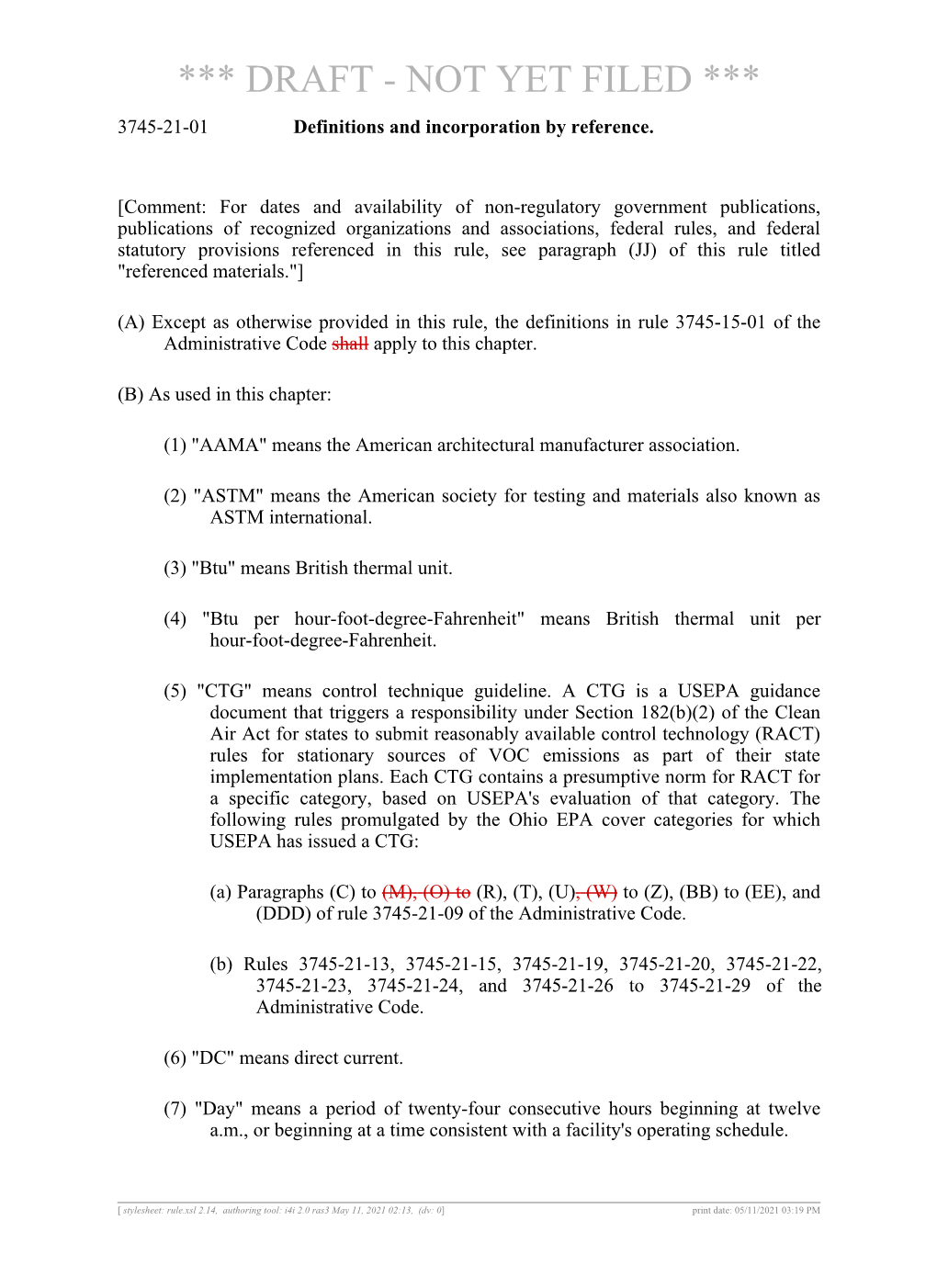 3745-21-01 Definitions and Incorporation by Reference