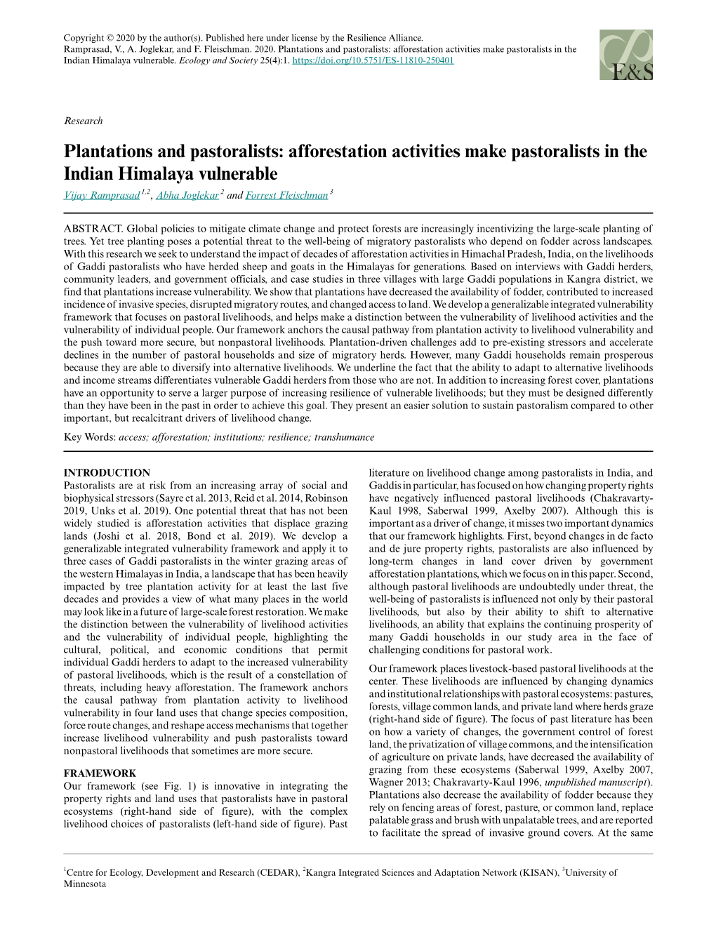 Plantations and Pastoralists: Afforestation Activities Make Pastoralists in the Indian Himalaya Vulnerable