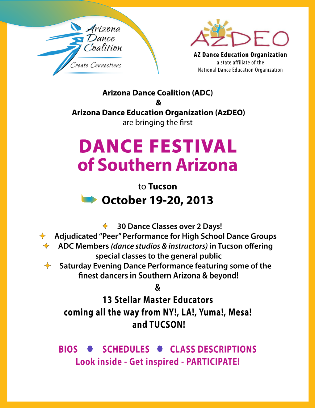 DANCE FESTIVAL of Southern Arizona to Tucson  October 19-20, 2013