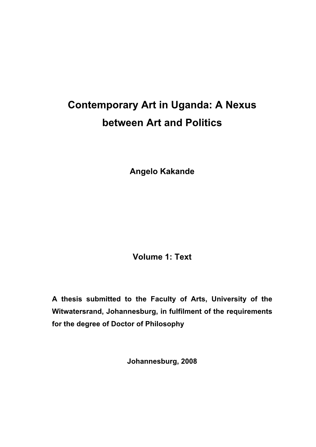 Contemporary Art in Uganda: a Nexus Between Art and Politics