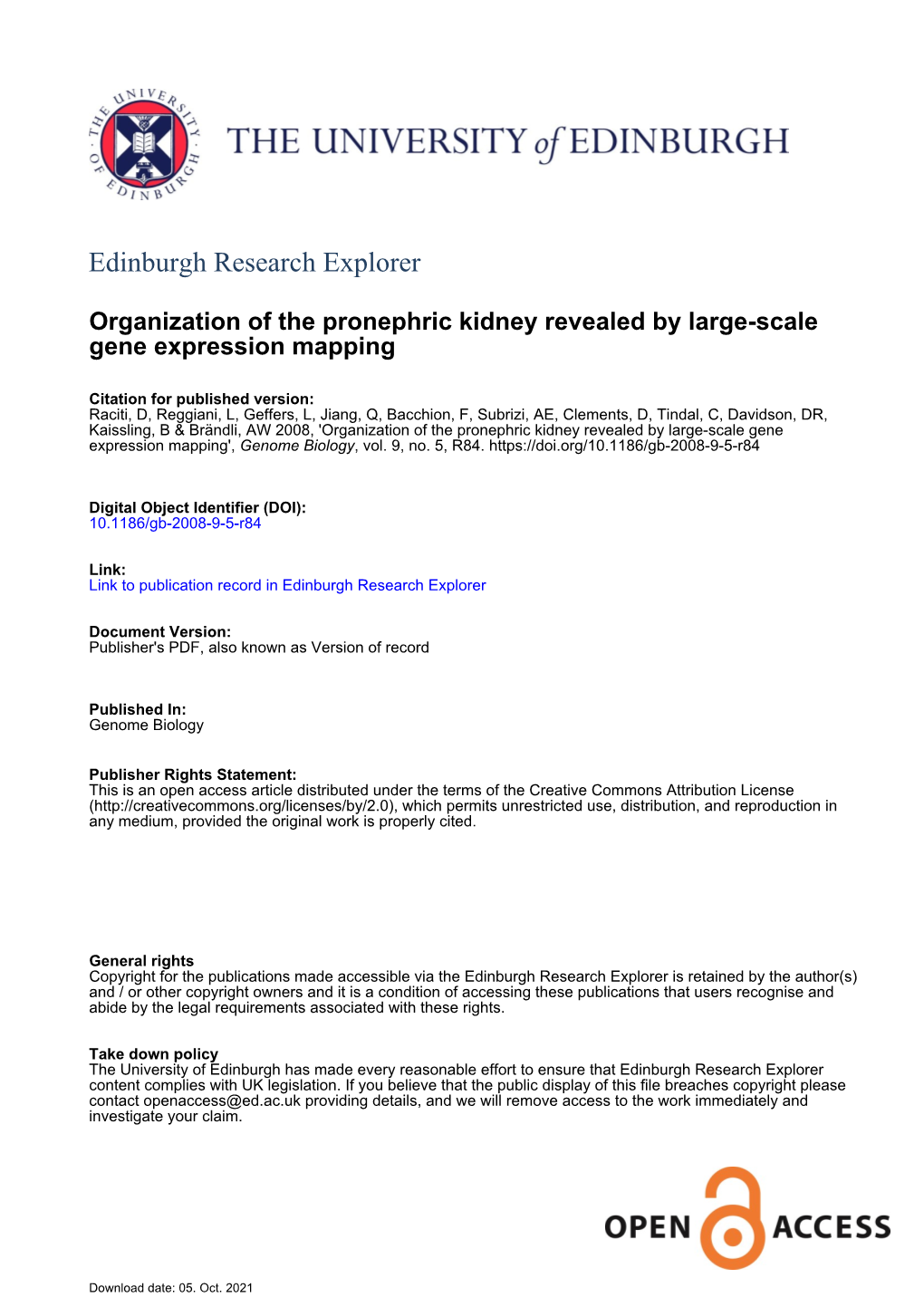 Organization of the Pronephric Kidney Revealed by Large-Scale Gene Expression Mapping