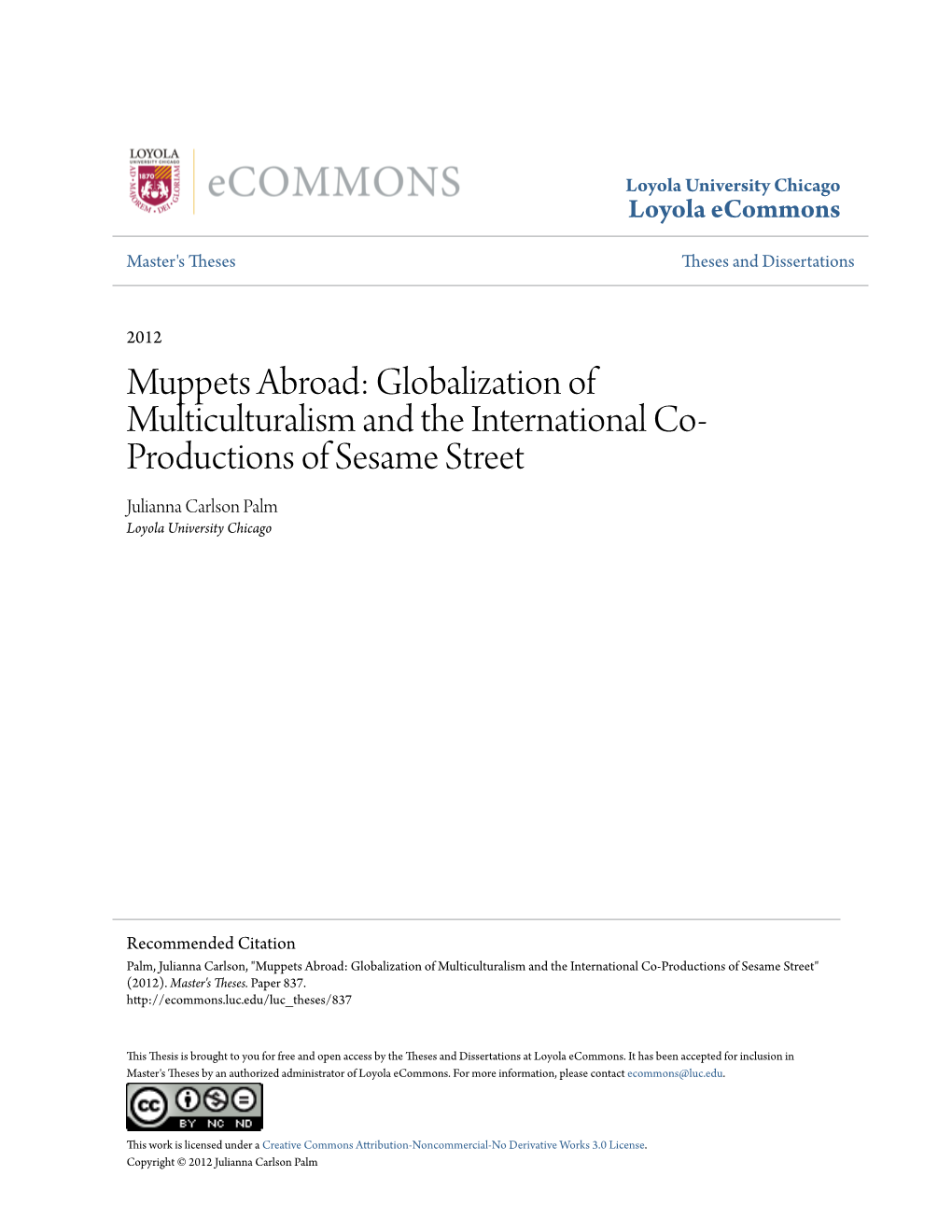 Globalization of Multiculturalism and the International Co-Productions of Sesame Street