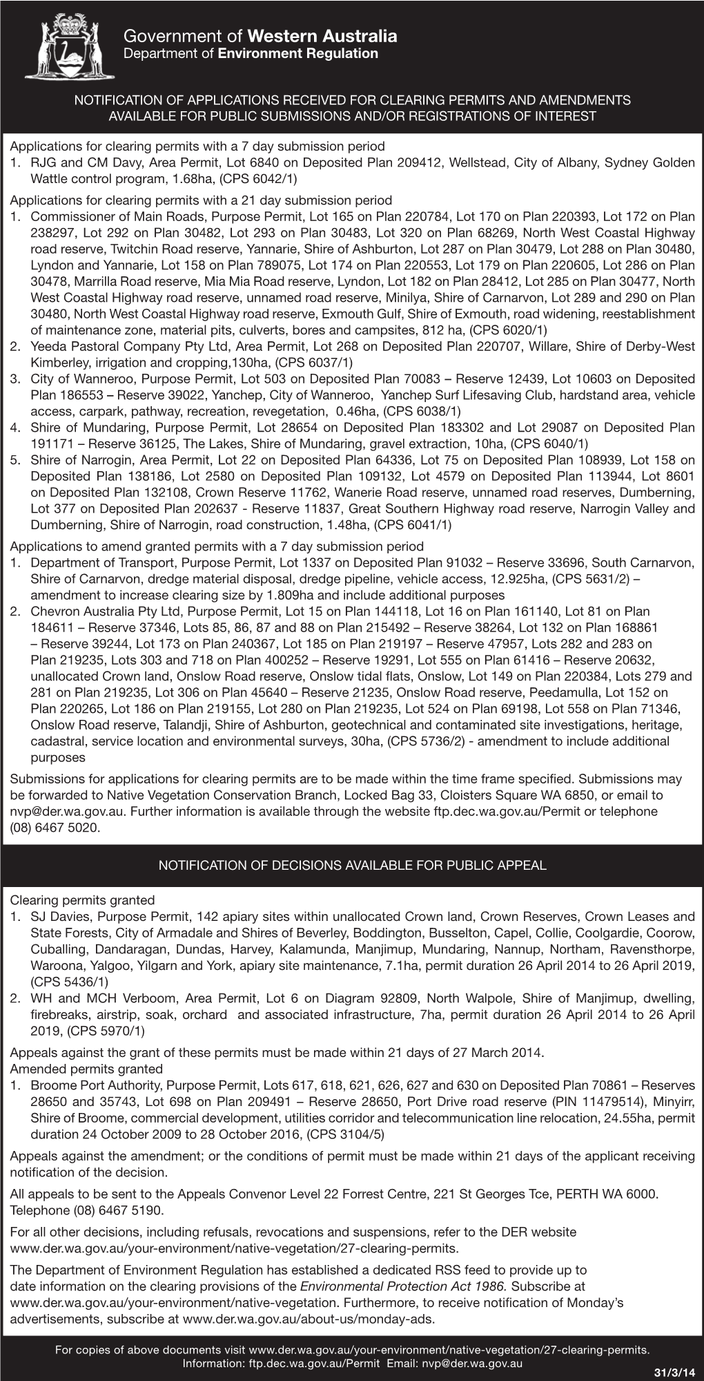 Government of Western Australia Department of Environment Regulation