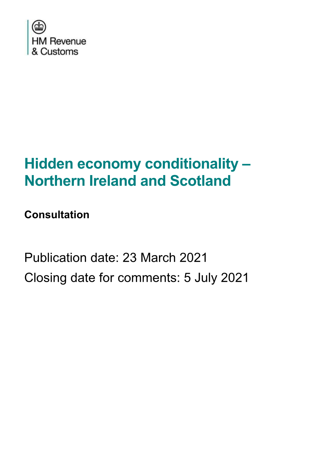 Hidden Economy Conditionality – Northern Ireland and Scotland