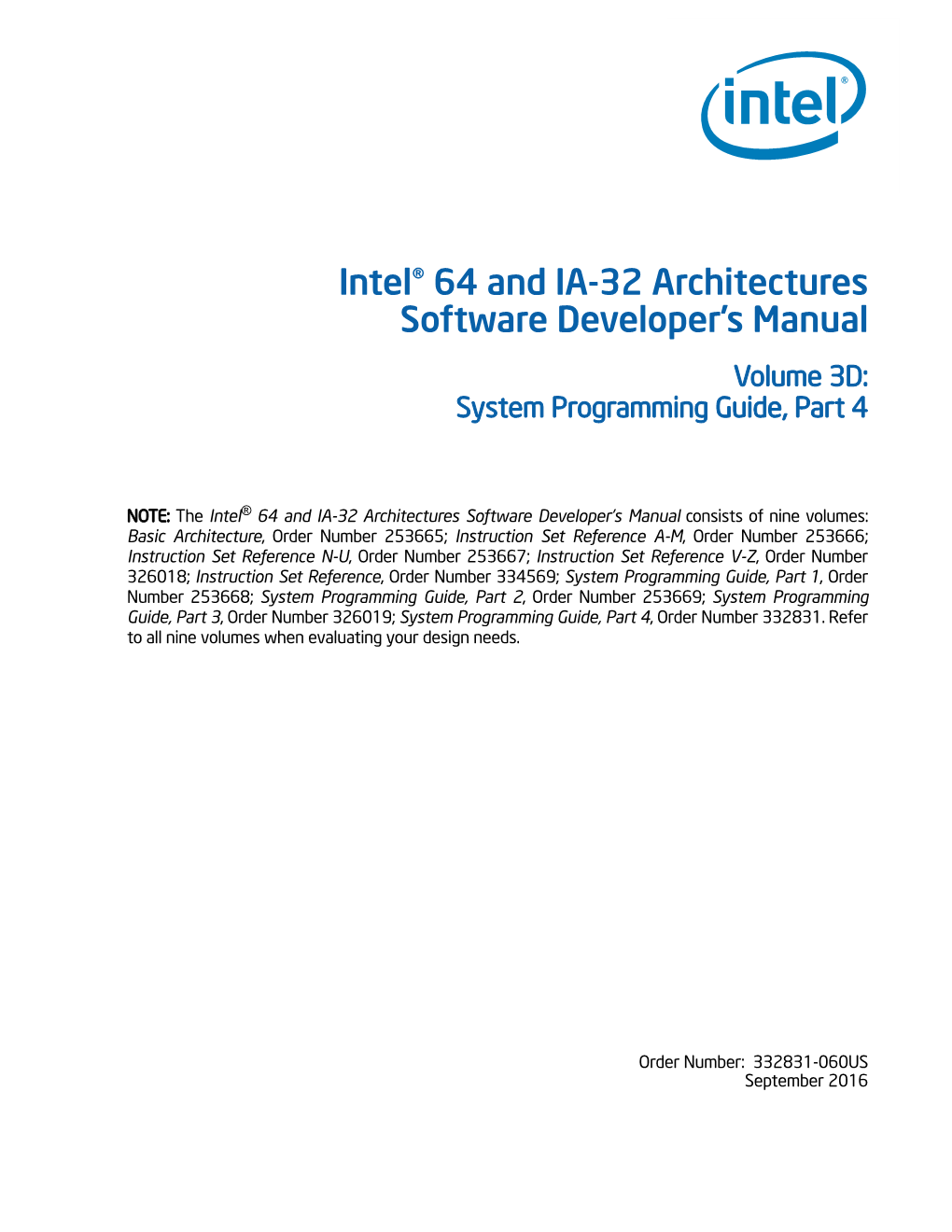 Intel® 64 and IA-32 Architectures Software Developer's Manual, Volume 3D: System Programming Guide, Part 4