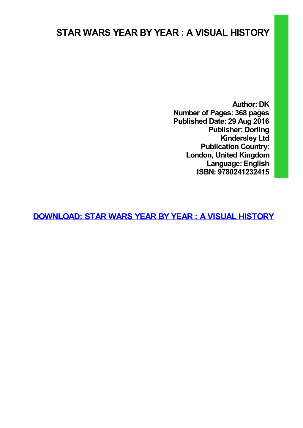{Download PDF} Star Wars Year by Year : a Visual History
