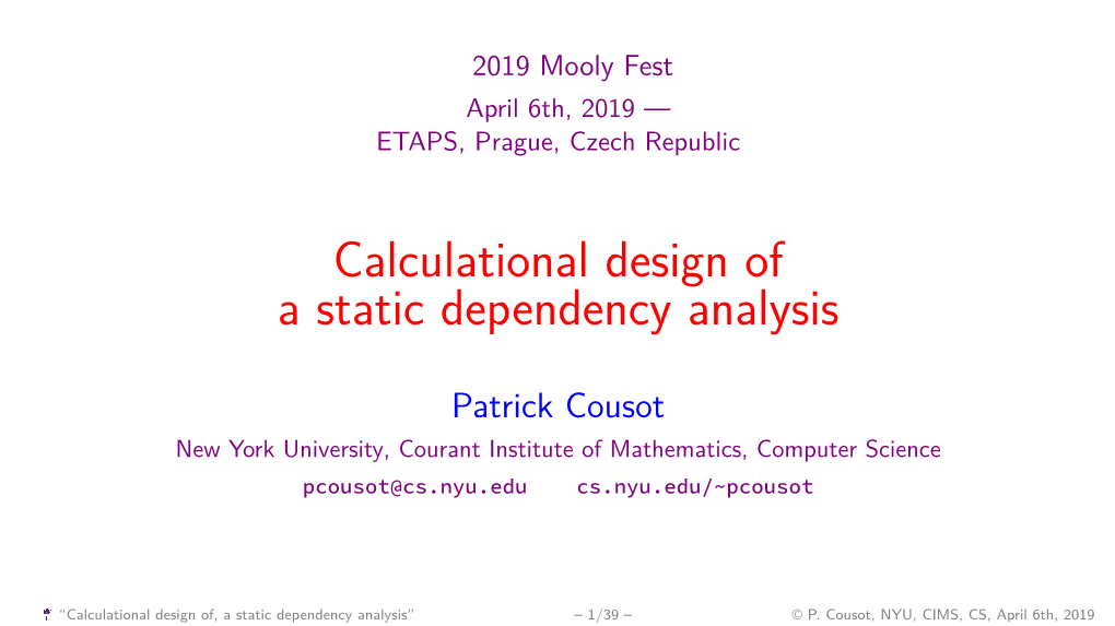 Calculational Design of a Static Dependency Analysis