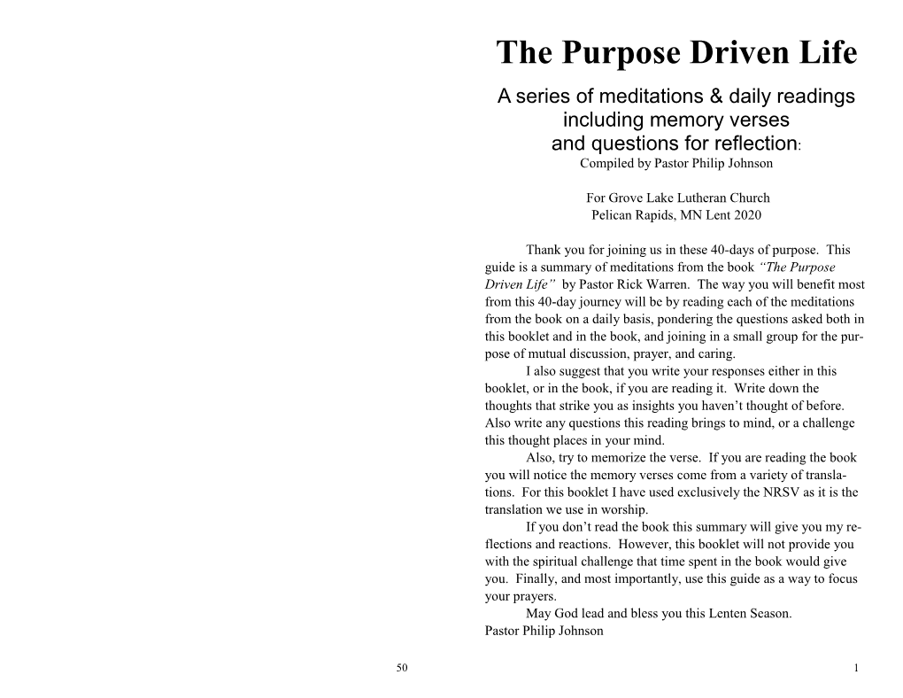 The Purpose Driven Life