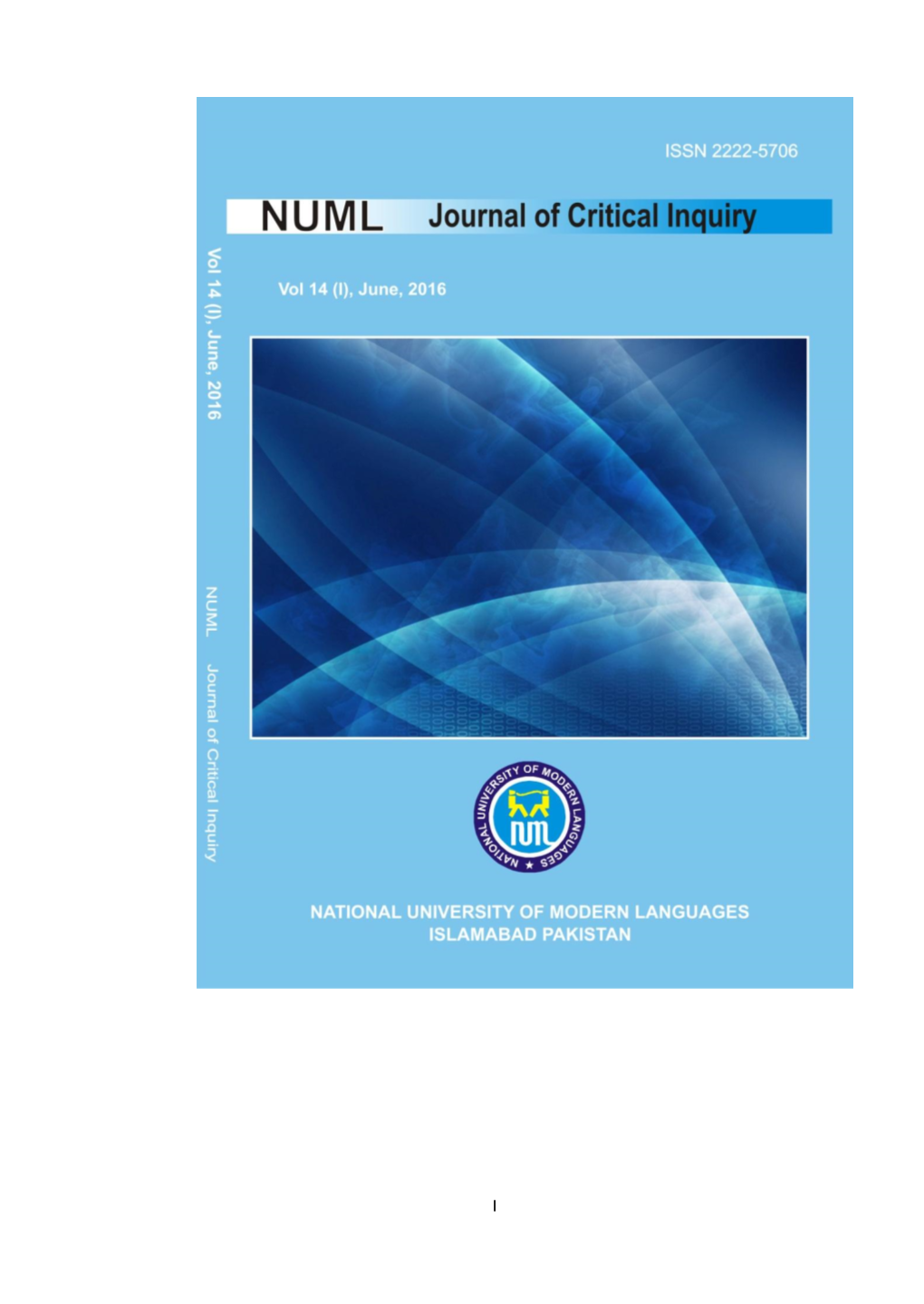 1561351445NUML JCI ISSN 2222-5706 Vol 14(L), June, 2016.Pdf