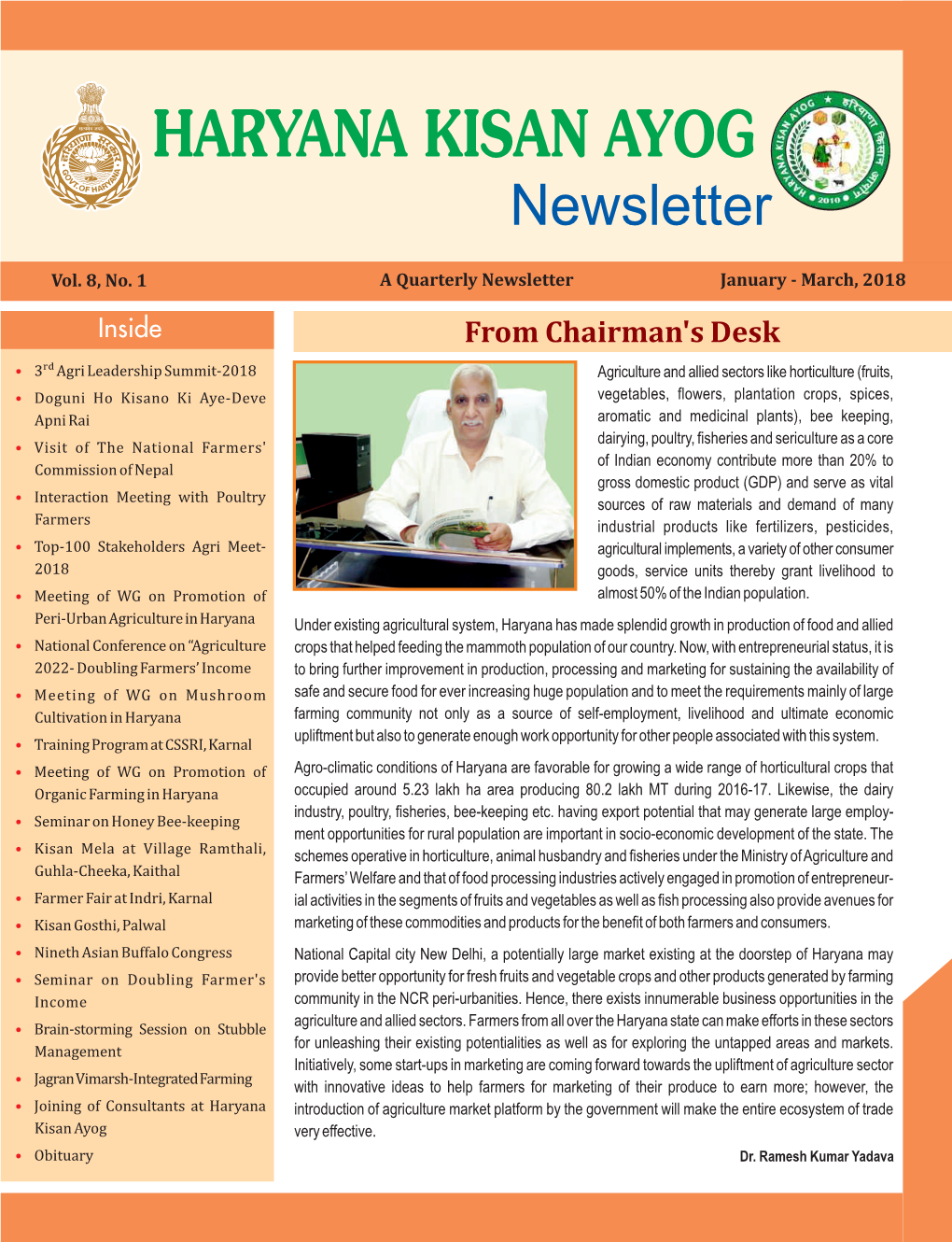 A Quarterly Newsletter January - March, 2018