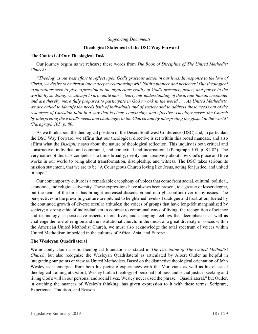 Legislative Summary 2019 18 of 29 Supporting Documents Theological