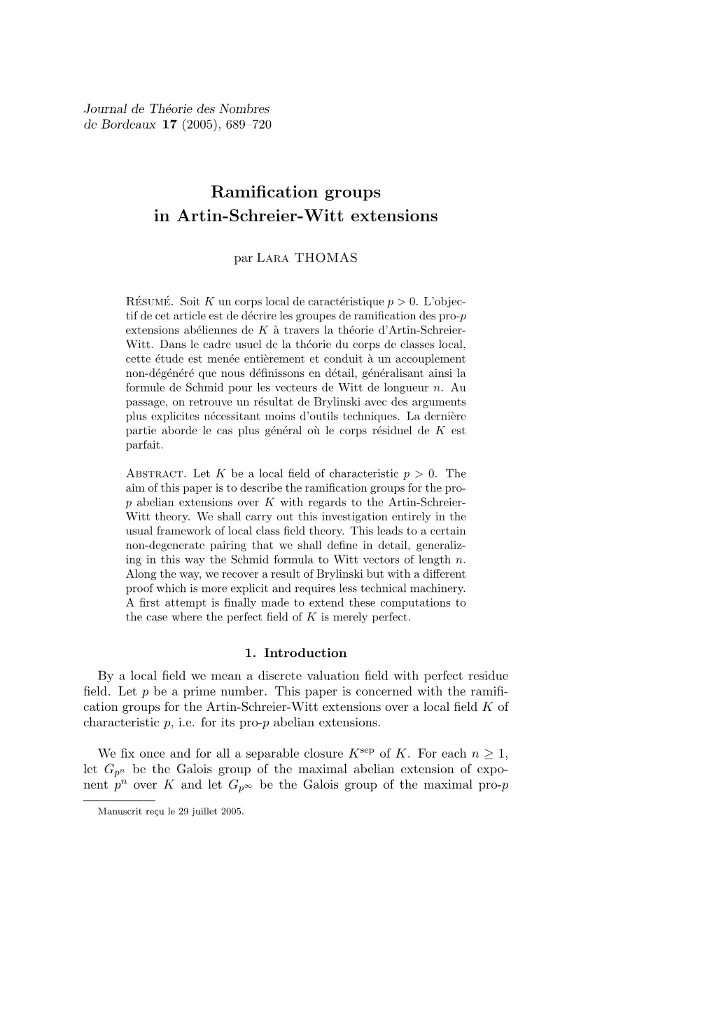 Ramification Groups in Artin-Schreier-Witt Extensions