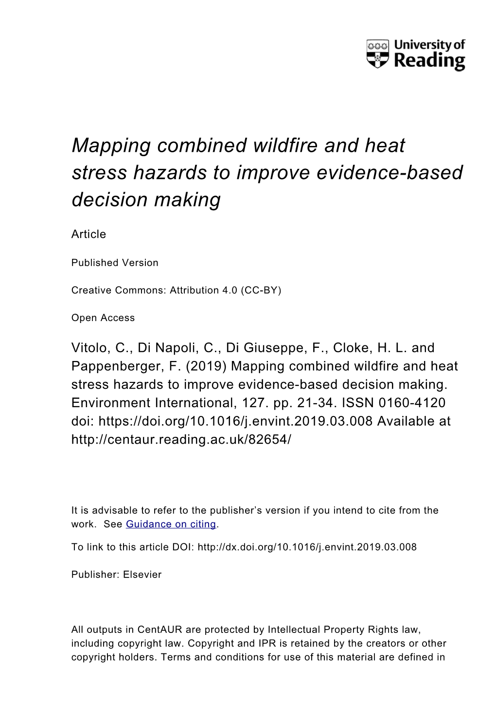 Mapping Combined Wildfire and Heat Stress Hazards to Improve Evidence-Based Decision Making