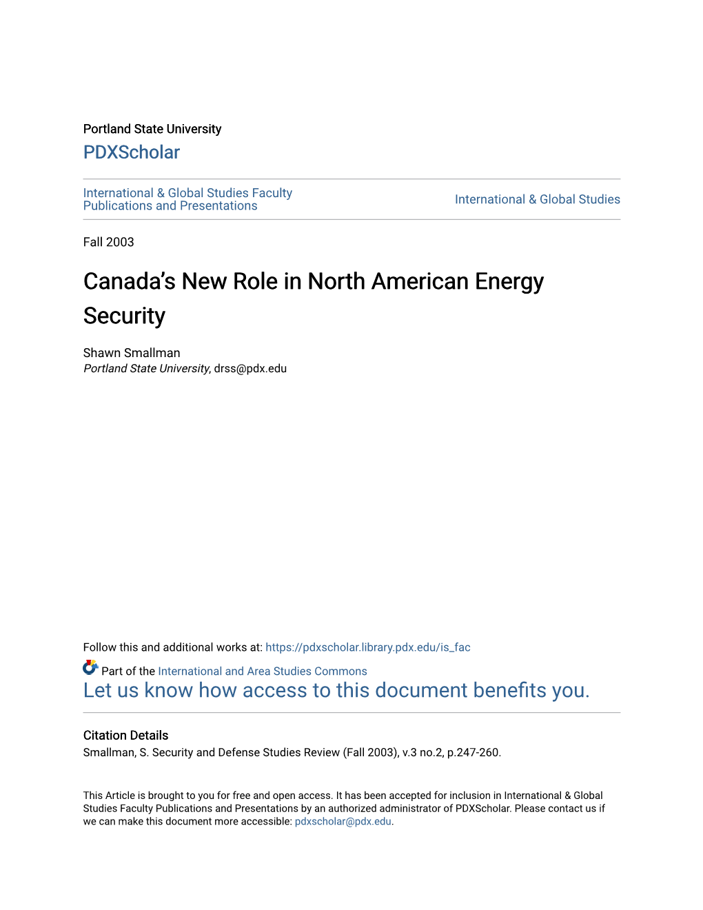 Canada's New Role in North American Energy Security