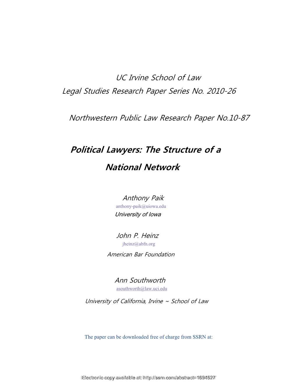 Political Lawyers: the Structure of A