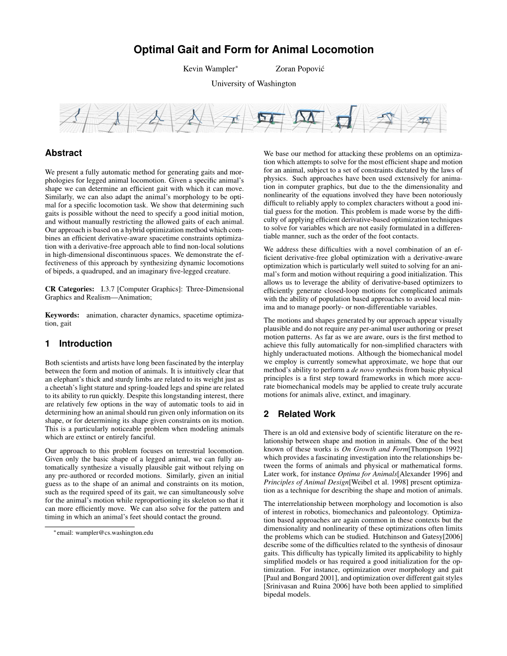 Optimal Gait and Form for Animal Locomotion