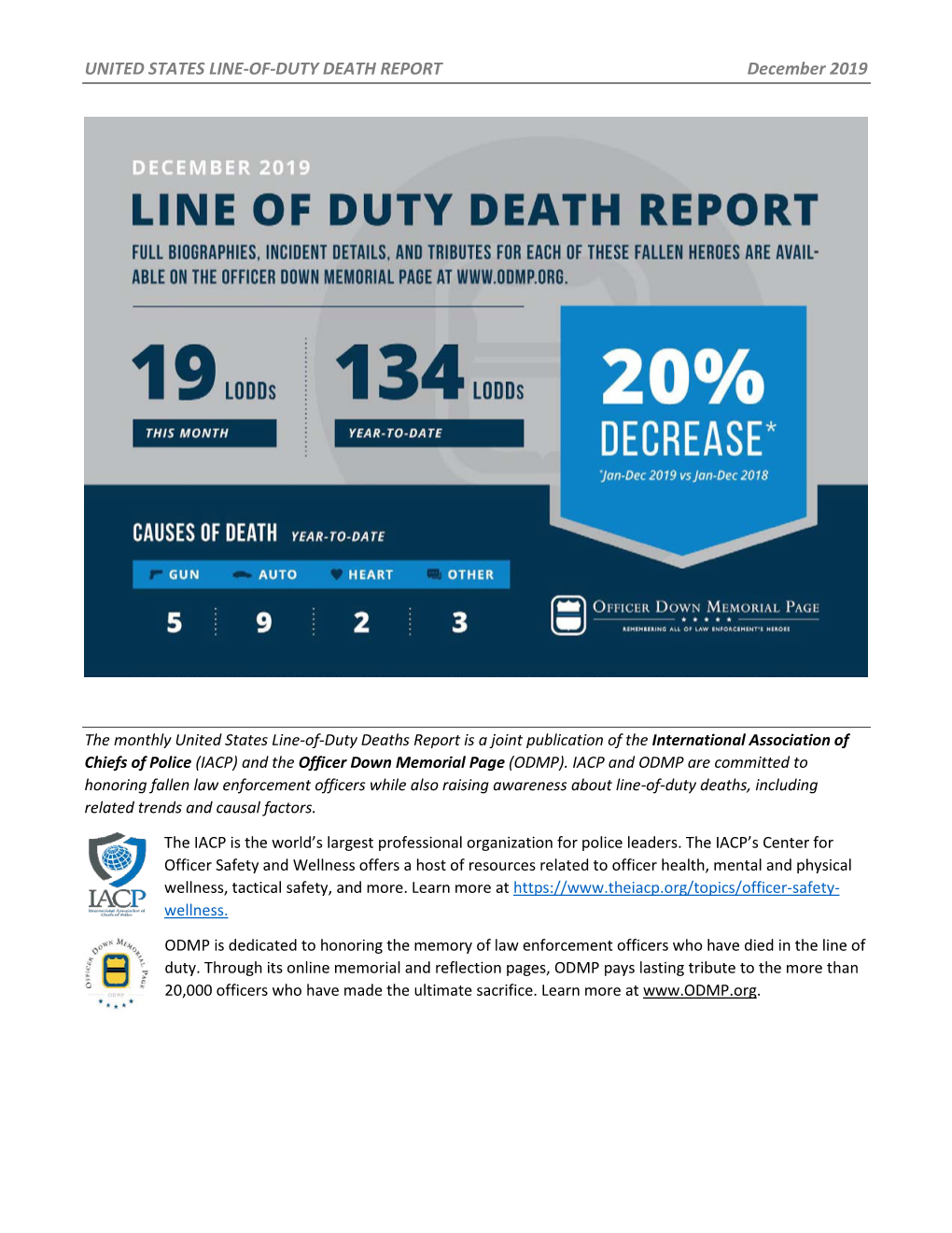 UNITED STATES LINE-OF-DUTY DEATH REPORT December 2019