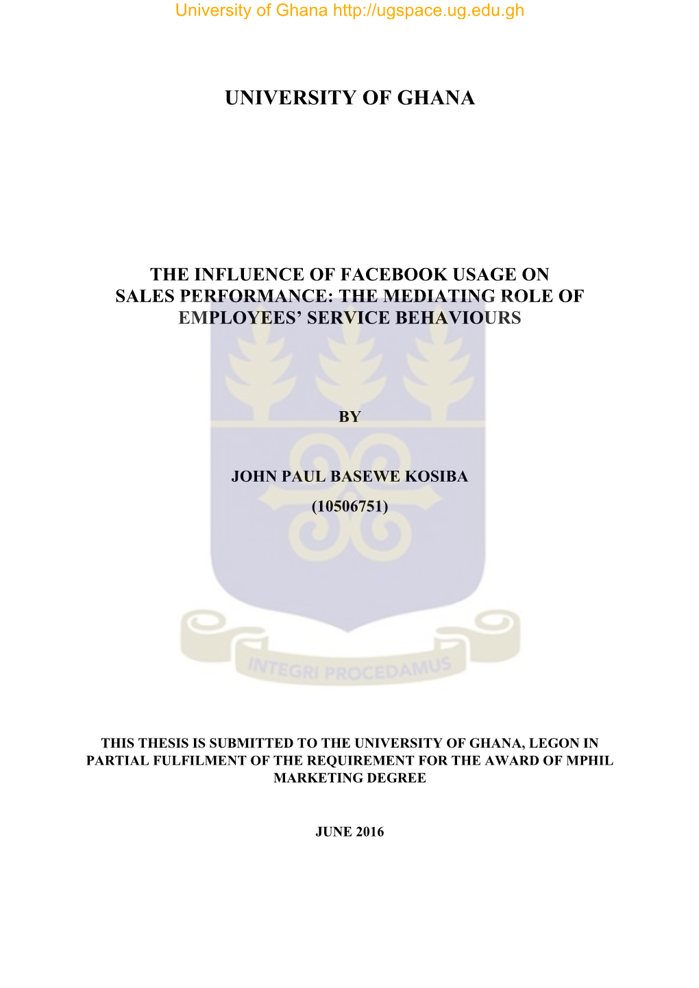 The Influence of Facebook Usage on Sales Performance: the Mediating Role of Employees’ Service Behaviours