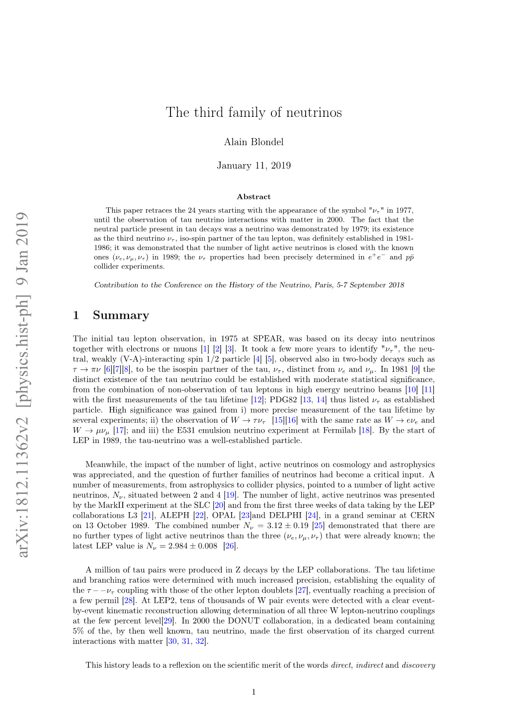 Arxiv:1812.11362V2 [Physics.Hist-Ph] 9 Jan 2019 a Million of Tau Pairs Were Produced in Z Decays by the LEP Collaborations