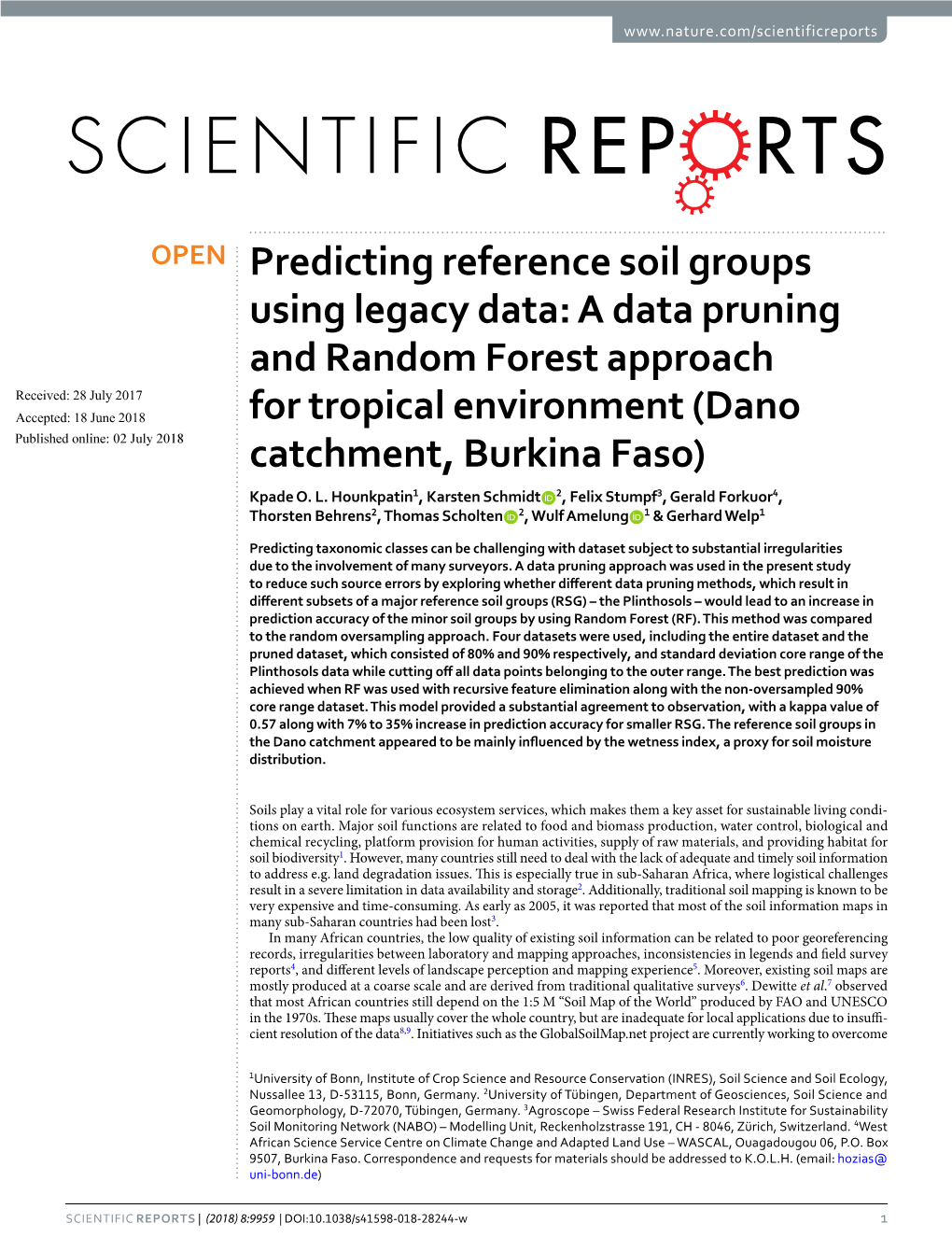 Predicting Reference Soil Groups Using Legacy Data