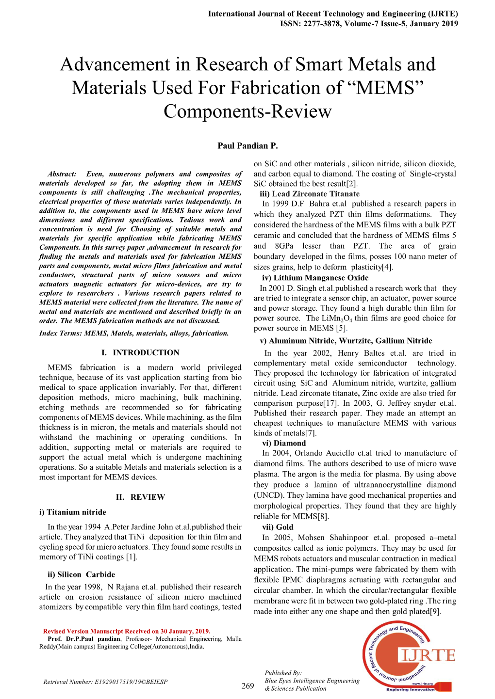 MEMS” Components-Review