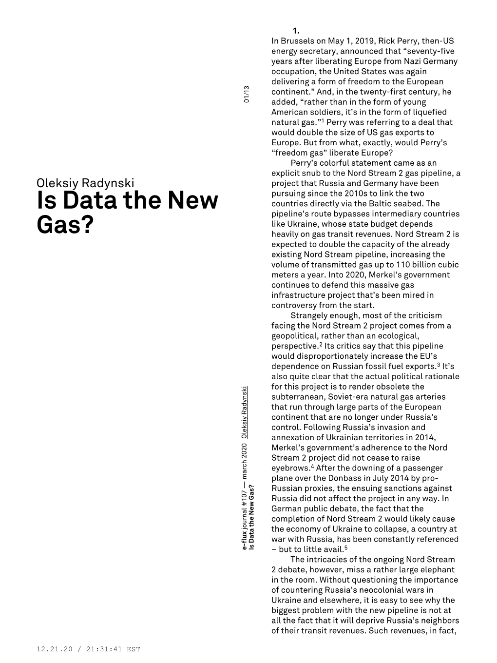 Is Data the New Gas?