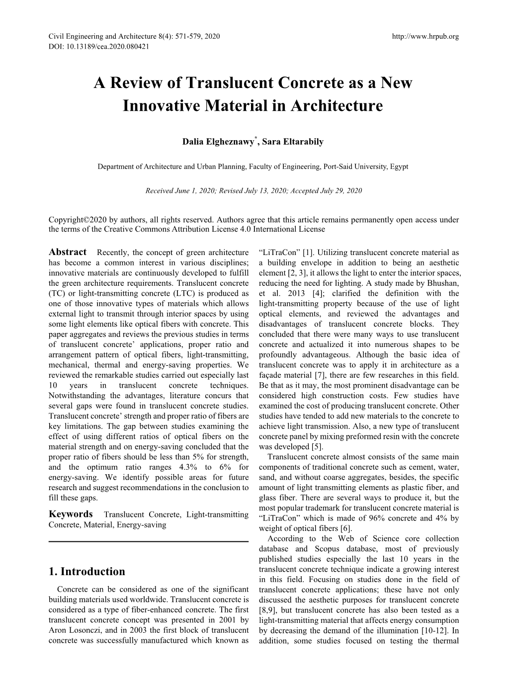 A Review of Translucent Concrete As a New Innovative Material in Architecture